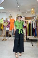 Áo tay ngắn thắt nơ linen Cói Design