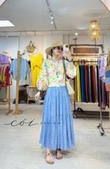 Áo tay phồng phối nơ lưng linen tưng premium Cói Design