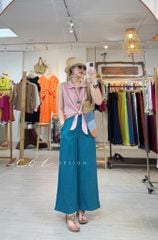 Quần suông phối bèo lai túi linen tưng premium Cói Design
