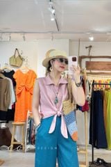 Quần suông phối bèo lai túi linen tưng premium Cói Design