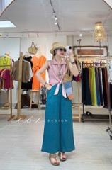 Quần suông phối bèo lai túi linen tưng premium Cói Design