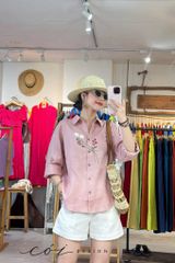 Áo sơ mi thêu Cỏ May linen tưng premium Cói Design