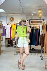 Áo sơ mi croptop 1 túi linen tưng premium Cói Design
