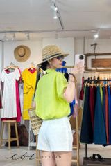 Áo sơ mi croptop 1 túi linen tưng premium Cói Design