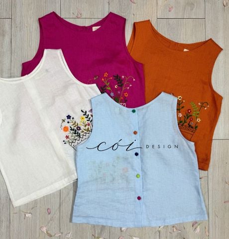 Áo nút bọc màu Vườn Hoa Trong Túi tưng premium Cói Design