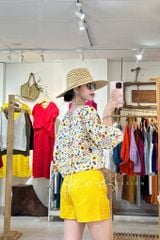 Áo tay phồng phối nơ lưng linen tưng premium Cói Design
