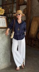 Áo sơ mi form suông phối nút lưng linen tưng premium Cói Design