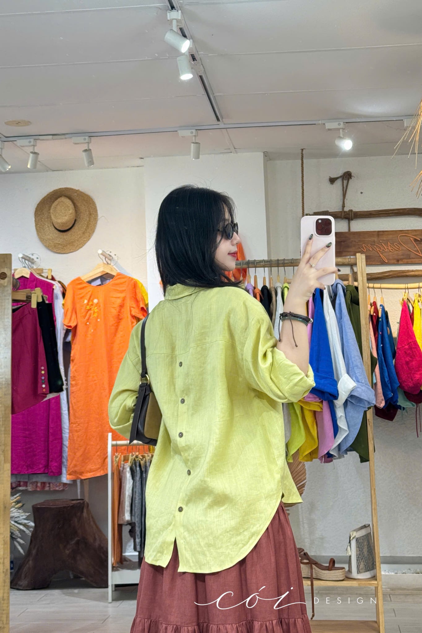 Áo sơ mi nút lưng thêu Xuân Chi linen tưng premium Cói Design