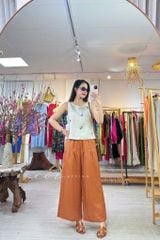 Quần 1 tầng suông lưng thun linen tưng premium Cói Design