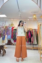 Quần 1 tầng suông lưng thun linen tưng premium Cói Design