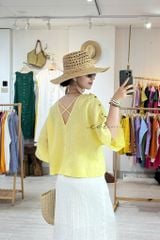 Áo tay rơi đan chéo lưng linen tưng premium Cói Design