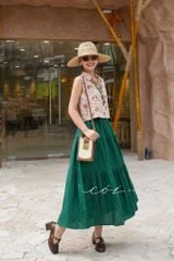 Áo sát nách croptop cổ sơ mi linen Cói Design