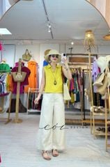 Quần suông phối bèo lai túi linen tưng premium Cói Design