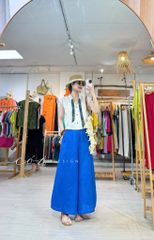 Áo sơ mi phối dây họa tiết linen tưng Cói Design
