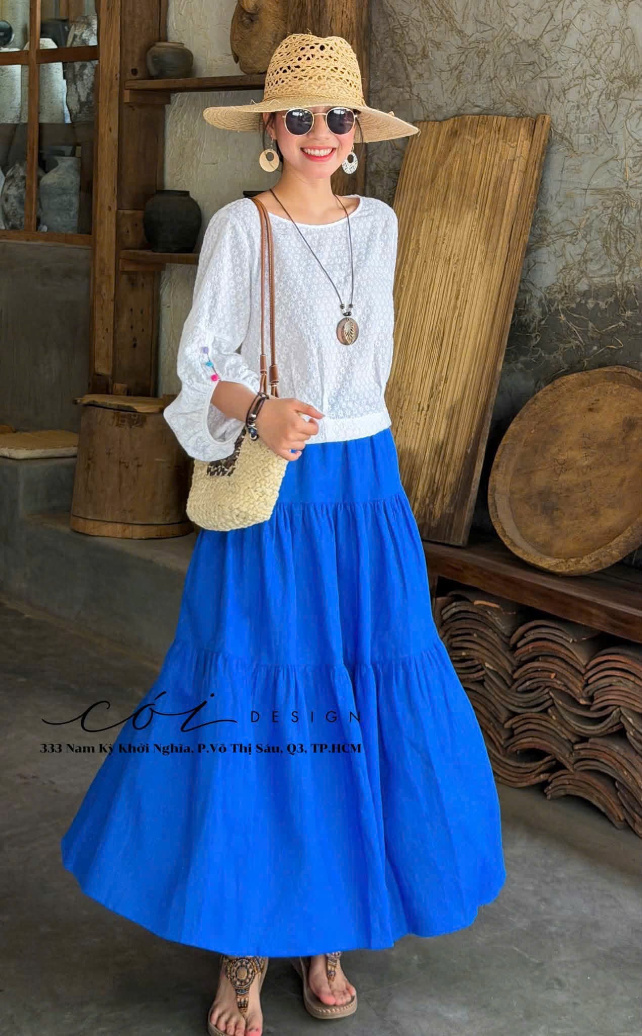 Áo tay phồng phối nơ lưng linen tưng premium Cói Design