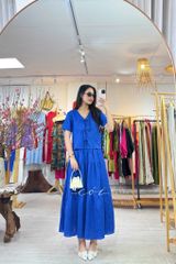 Áo tay ngắn cổ tim linen tưng premium Cói Design