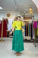 Áo thêu viền cổ phối hoa tua rua handmade linen tưng premium Cói Design