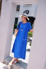 Đầm suông nút bọc màu kèm belt linen tưng premium Cói Design