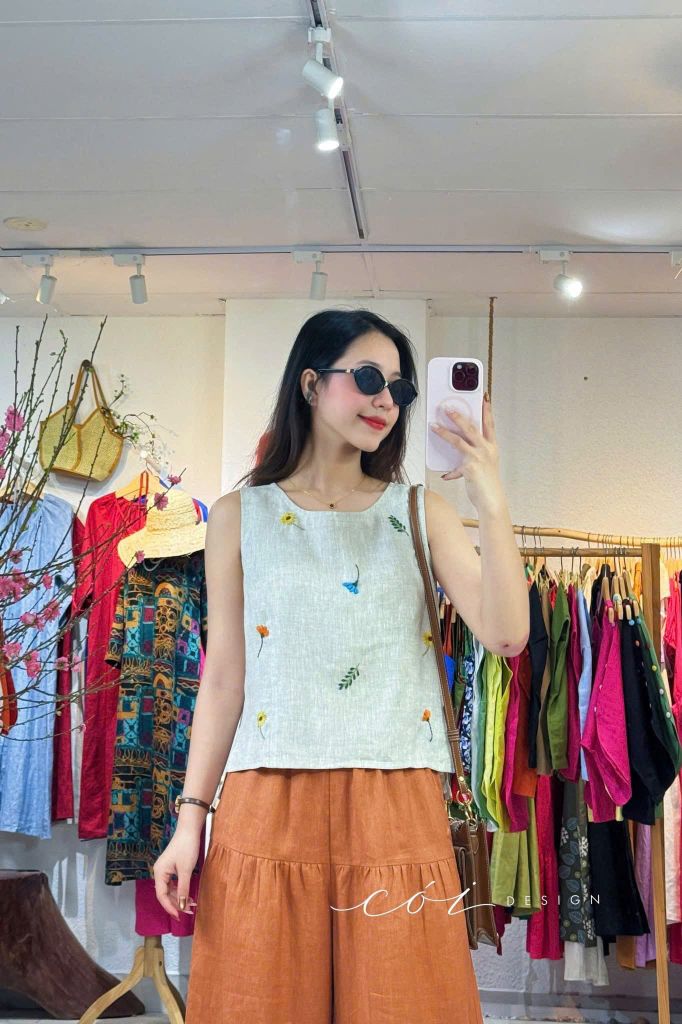 Quần 1 tầng suông lưng thun linen tưng premium Cói Design