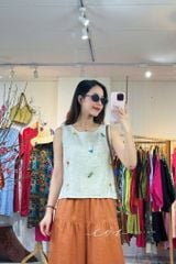 Quần 1 tầng suông lưng thun linen tưng premium Cói Design