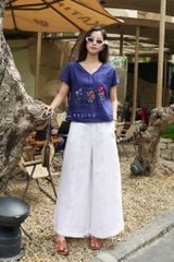 Áo thêu 3 ô linen tưng premium Cói Design