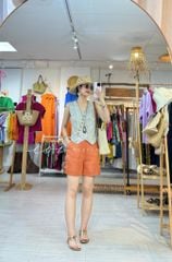 Quần short nút bọc màu linen tưng premium Cói Design