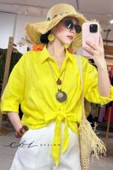 Áo sơ mi thắt nơ linen tưng premium Cói Design