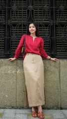 Áo cổ V tay manset linen tưng premium Cói Design