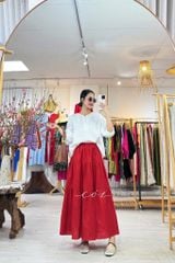 Áo cổ tròn tay nhún lồng đèn linen tưng premium Cói Design