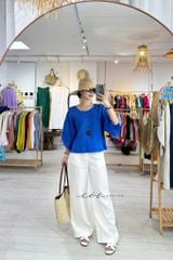 Áo tay rơi đan chéo lưng linen tưng premium Cói Design