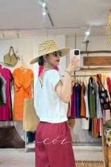 Quần suông phối bèo lai túi linen tưng premium Cói Design