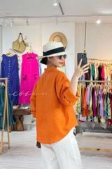 Áo cổ sơ mi 3 nút tay dài linen tưng premium Cói Design