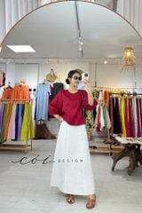 Áo cổ tròn tay nhún lồng đèn linen tưng premium Cói Design