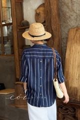 Áo sơ mi form suông phối nút lưng linen tưng premium Cói Design