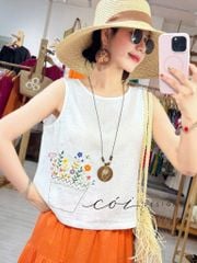 Áo nút bọc màu Vườn Hoa Trong Túi tưng premium Cói Design