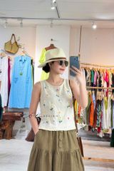 Chân váy 1 tầng nút bọc linen tưng premium Cói Design