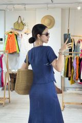 Áo gile xéo nút tay ngắn linen tưng premium Cói Design
