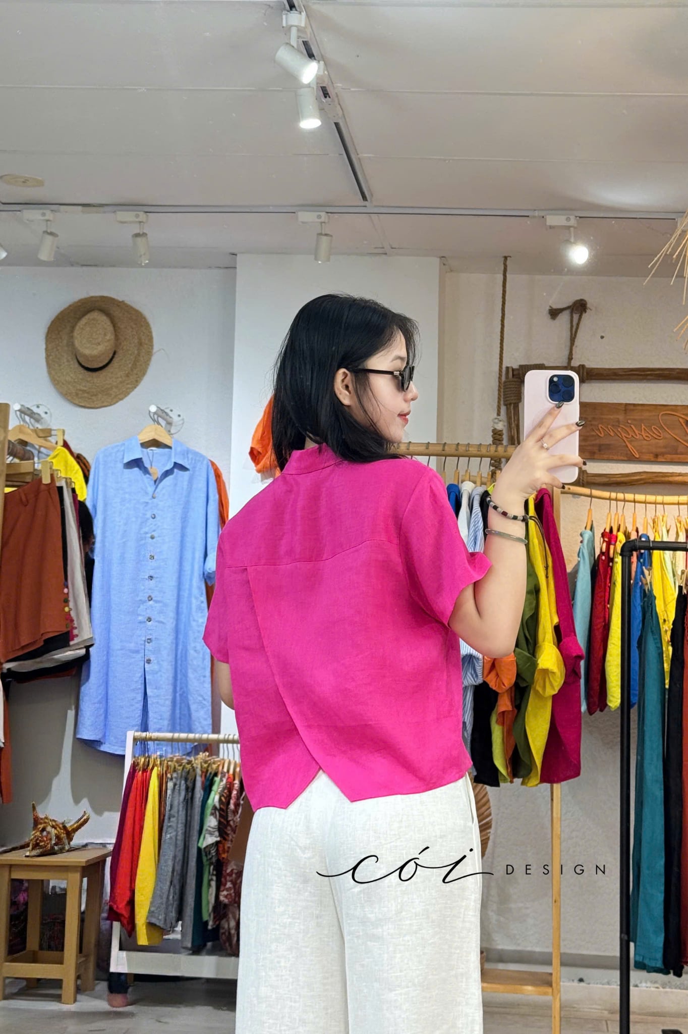 Áo sơ mi túi mổ lưng vạt chéo linen tưng premium Cói Design