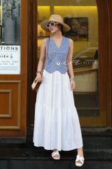 Áo gile nút bọc linen tưng premium Cói Design