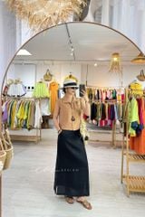 Áo sát nách cổ sơ mi nút bọc màu Linen tưng Cói Design