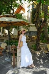 Áo xếp ly cổ tròn sát nách linen tưng Premium Cói Design