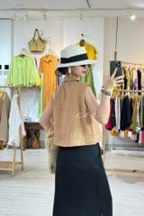 Áo sát nách cổ sơ mi nút bọc màu Linen tưng Cói Design
