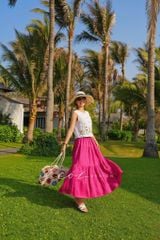 Áo sát nách nút bọc thêu hoa linen tưng premium Cói Design