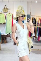 Quần short nút bọc màu linen tưng premium Cói Design