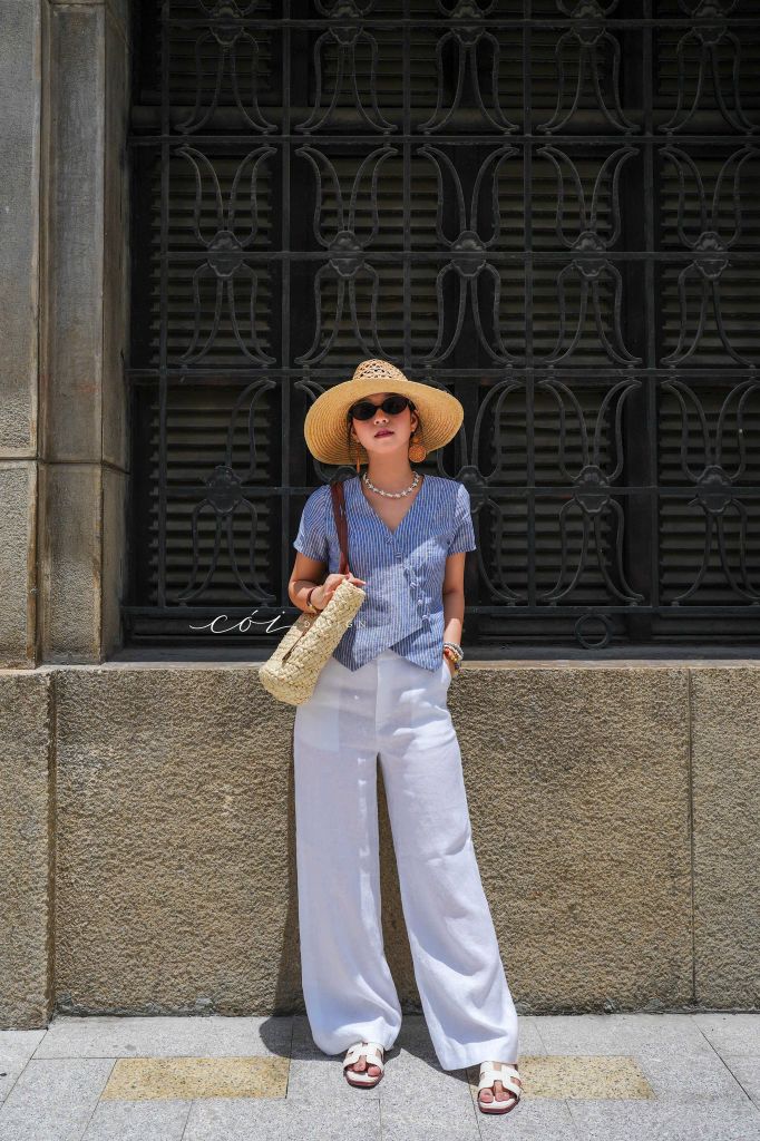 Áo gile xéo nút tay ngắn linen tưng premium Cói Design