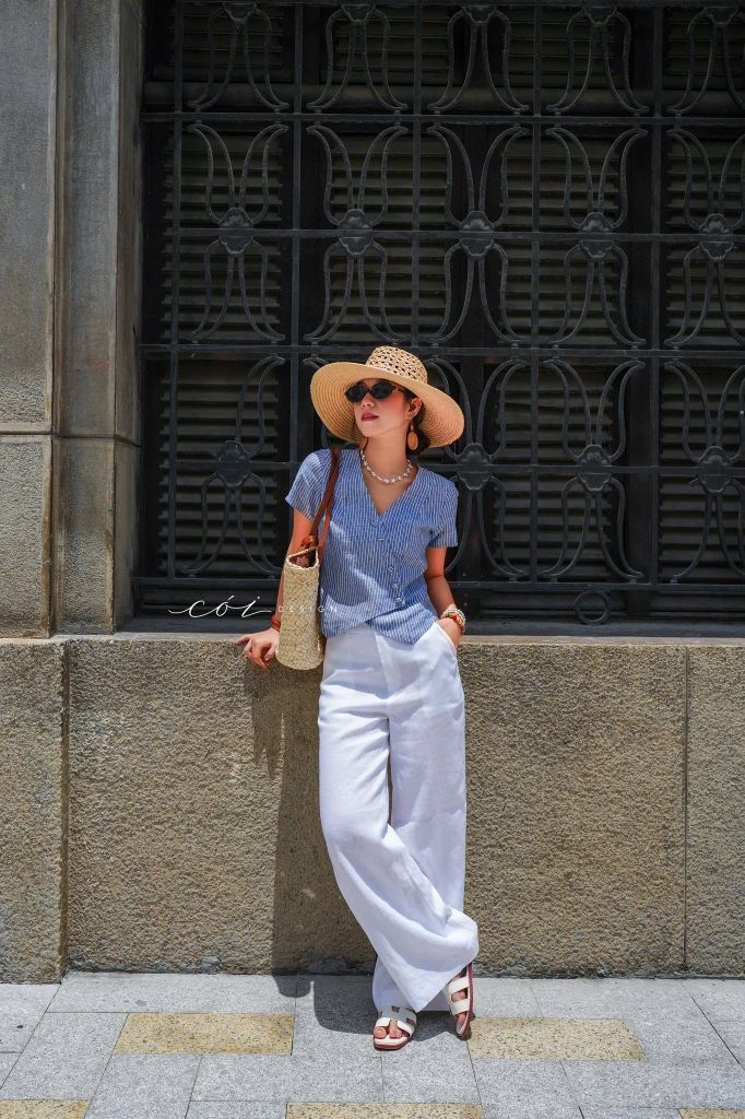 Áo gile xéo nút tay ngắn linen tưng premium Cói Design