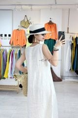 Đầm xẻ tà nút bọc màu linen tưng premium Cói Design