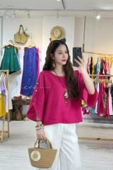 Áo tay rơi đan chéo lưng linen tưng premium Cói Design