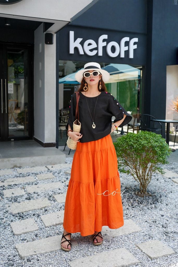 Áo tay rơi đan chéo lưng linen tưng premium Cói Design