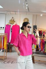 Áo cổ V tay ngắn linen tưng premium Cói Design